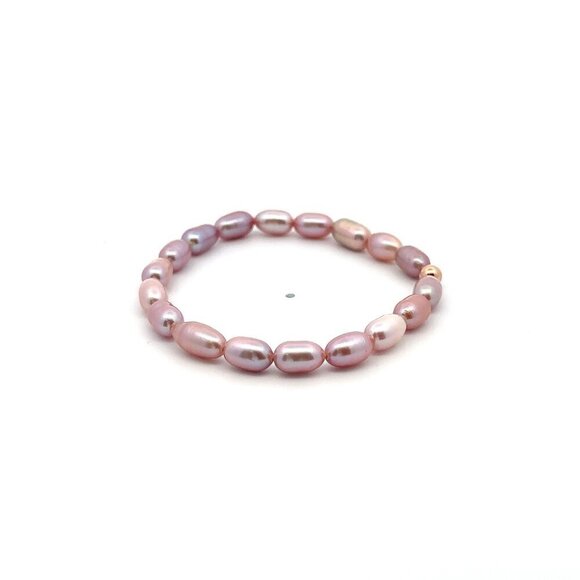 Natural Freshwater Rice Pearl Purple 18K Rose Gold Charm Bead - Picture 5 of 6